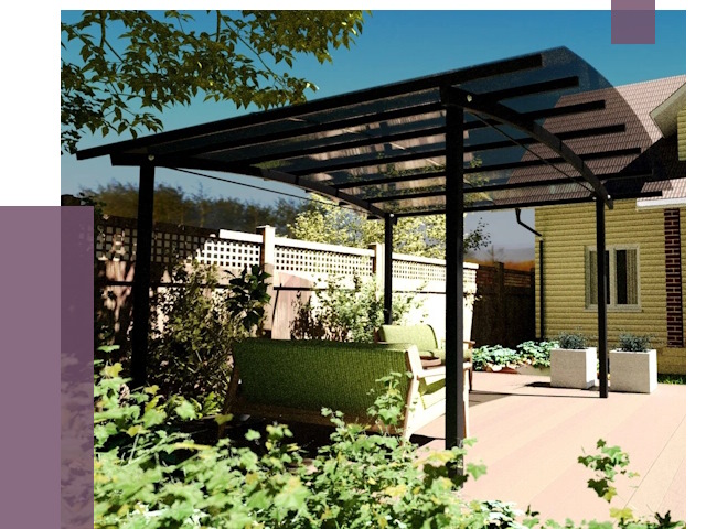 Навесы для террасы в Кореновске от 13214 руб. под ключ | ПРОЛЁТ-Кнв