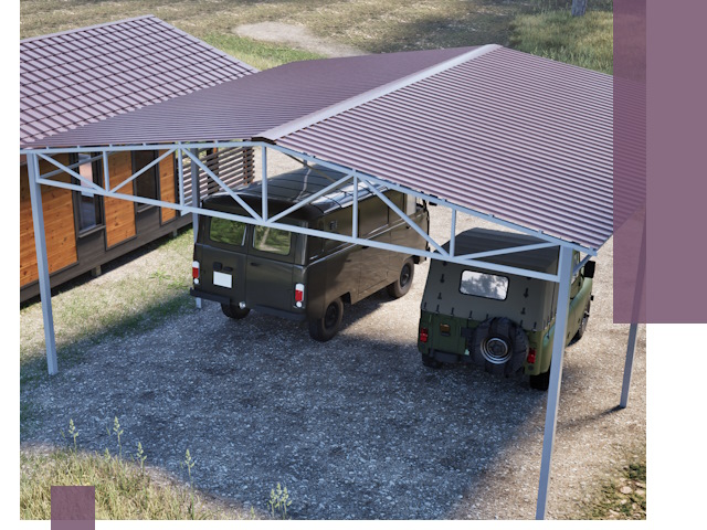 Двускатные навесы под ключ в Кореновске — изготовление и монтаж