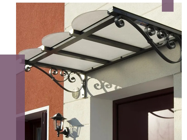 Односкатные козырьки в Кореновске от 8498 руб.  | ПРОЛЁТ-Кнв